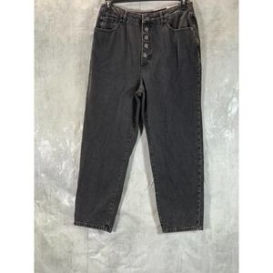 INC International Concepts Women's Black High-Rise Button-Fly Mom Jeans SZ 12/31